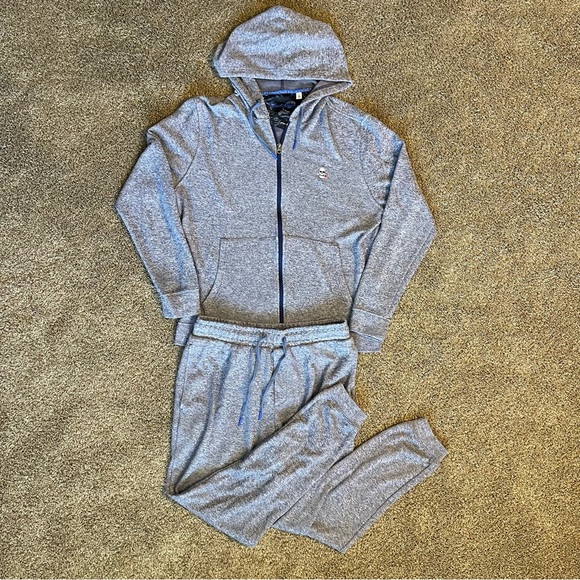 Robert Graham Atom Skull Appliqué Zip Hoodie & Sweatpants Set Navy Mens Size XL